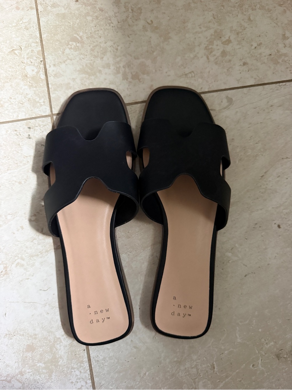 a new day Black Cutout Slide Sandals